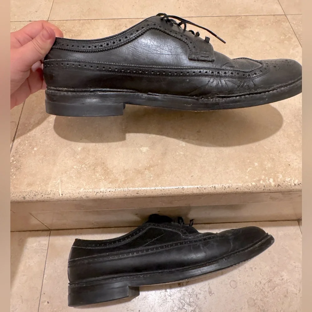 Vintage Florsheim Black Leather Classic Oxford Dress Shoes Men's 12D